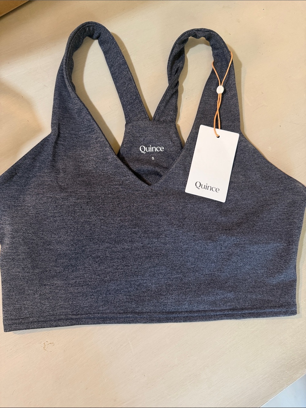 Quince Women's Heather Charcoal Seamless Sports Bralette
